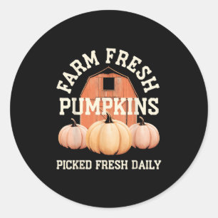 Farm Fresh Pumpkins Picked Fresh Daily Fun Autumn Classic Round Sticker