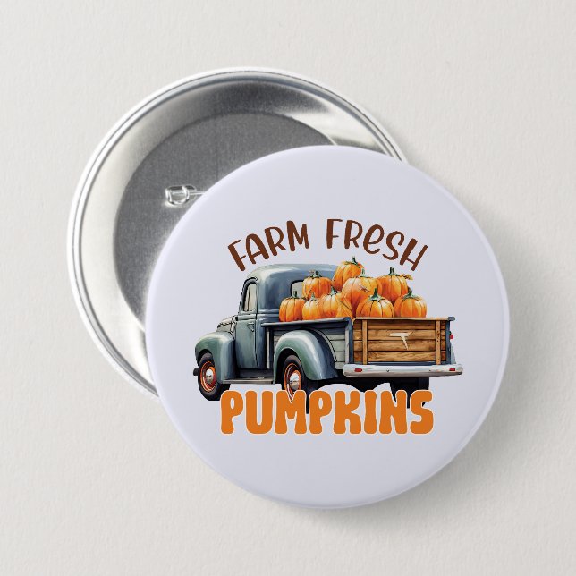 Farm Fresh Pumpkins – Rustic Truck 7.5 Cm Round Badge (Front & Back)