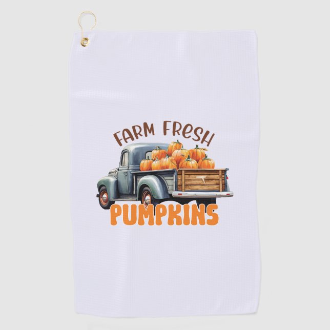Farm Fresh Pumpkins – Rustic Truck Golf Towel (Front)