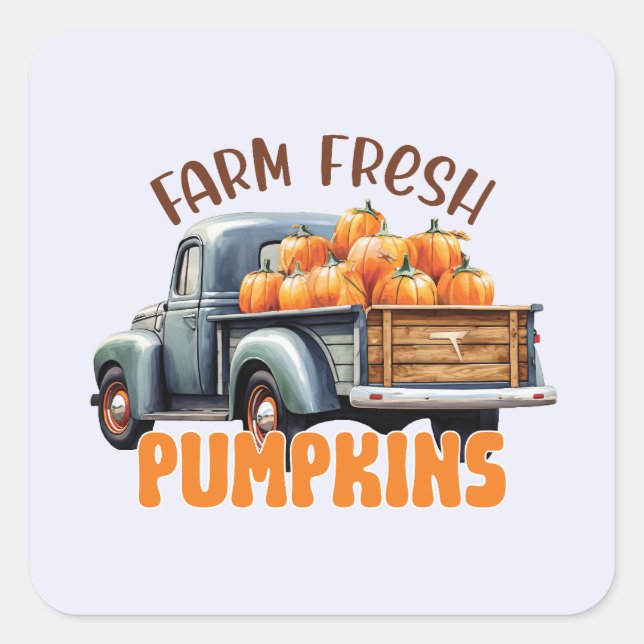 Farm Fresh Pumpkins – Rustic Truck Square Sticker (Front)