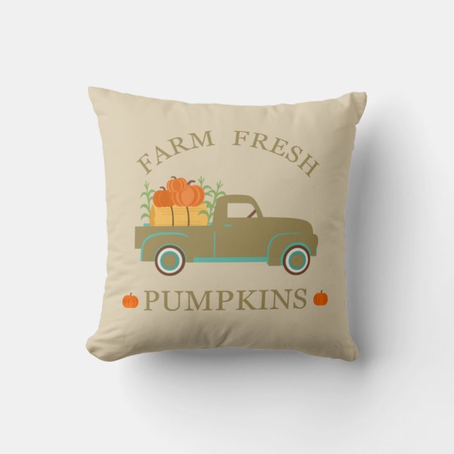 Farm fresh pumpkins watercolor fall autumn cushion (Front)