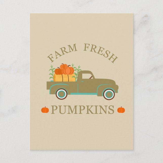 Farm fresh pumpkins watercolor fall autumn postcard (Front)