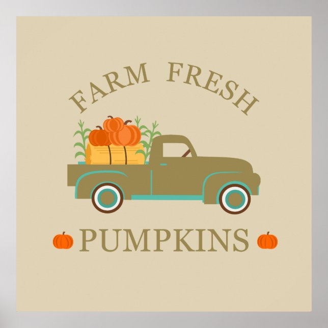 Farm fresh pumpkins watercolor fall autumn poster (Front)