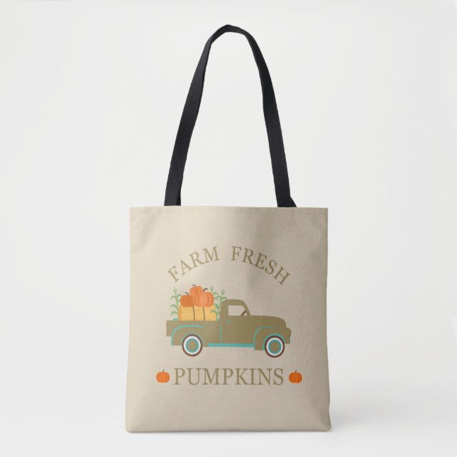 Farm fresh pumpkins watercolor fall autumn tote bag (Front)