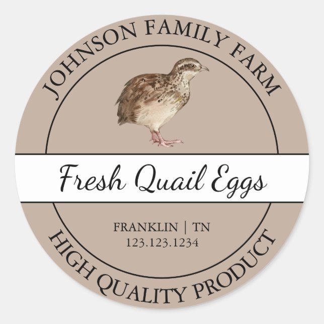 Farm Fresh Quail Egg Brown Label (Front)