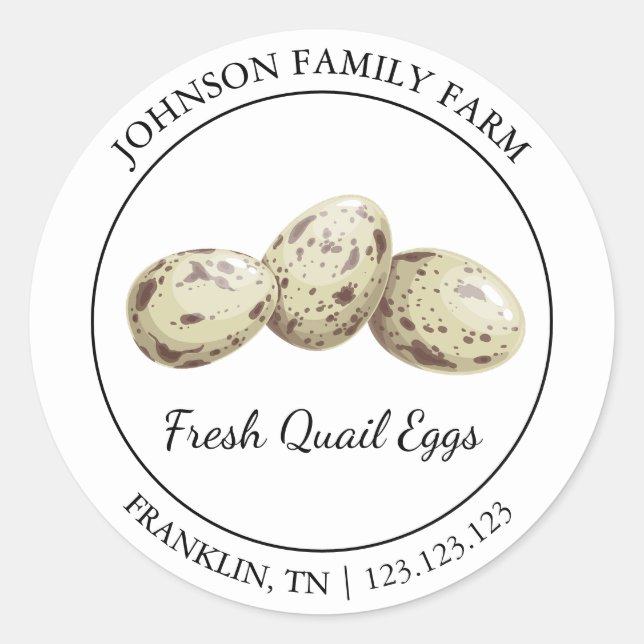 Farm Fresh Quail Egg Modern label (Front)