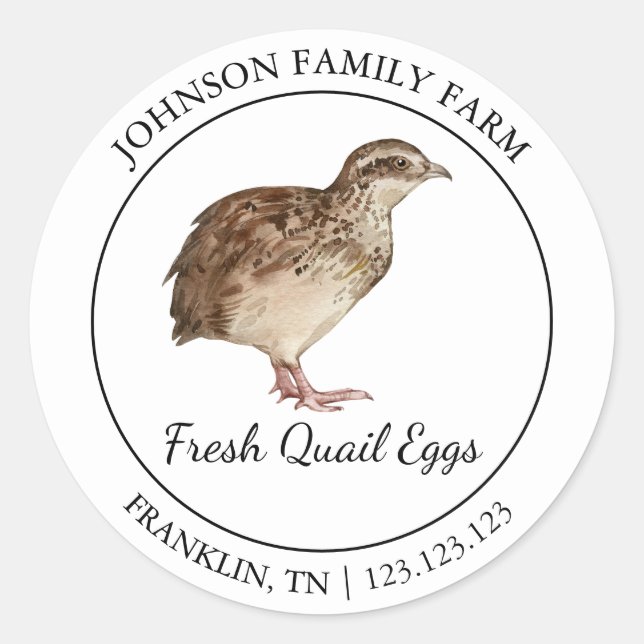 Farm Fresh Quail Egg Modern label (Front)