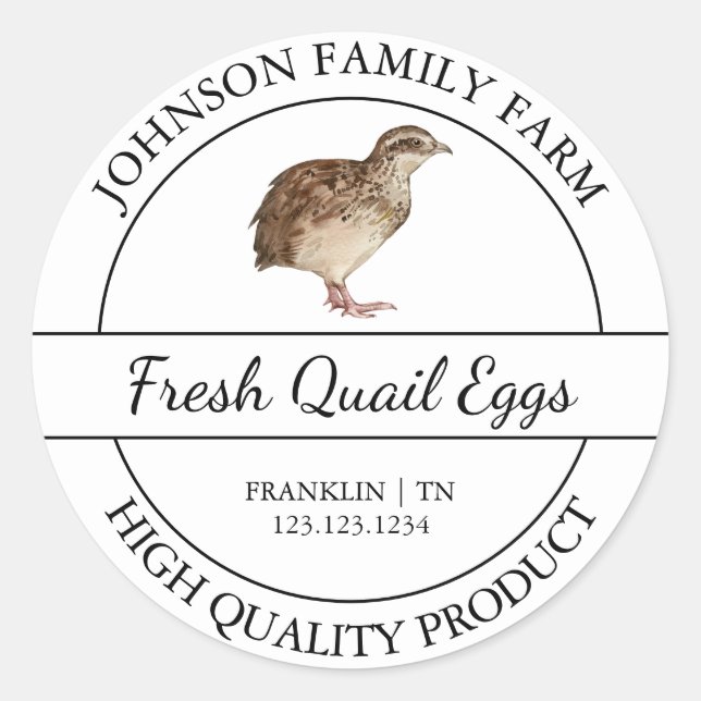 Farm Fresh Quail Egg White Label (Front)