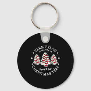 Farm Fresh Ready To Eat Christmas Tree Cake Funny Key Ring