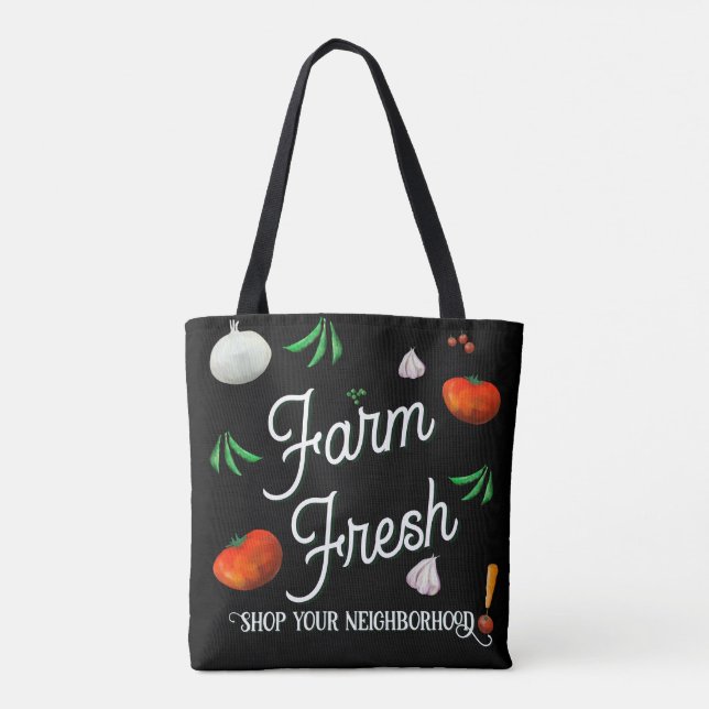Farm fresh, shop your neighborhood tote bag (Back)