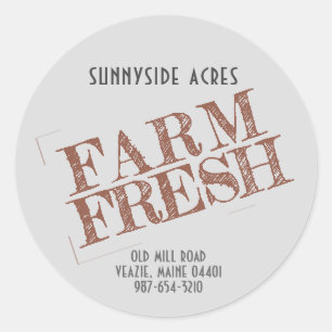 FARM FRESH 'STAMP' Faded Red on Grey Classic Round Sticker