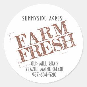 FARM FRESH 'STAMP' Faded Red on White Classic Roun Classic Round Sticker