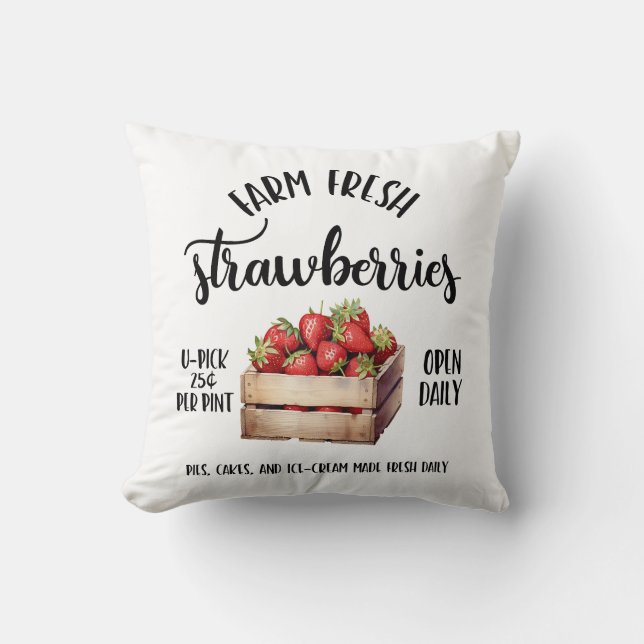 Farm Fresh Strawberries Cushion (Front)
