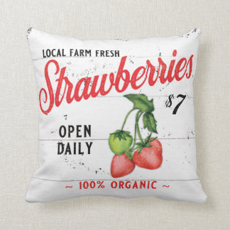 FARM FRESH STRAWBERRIES FARMHOUSE DECOR STRAWBERRY CUSHION