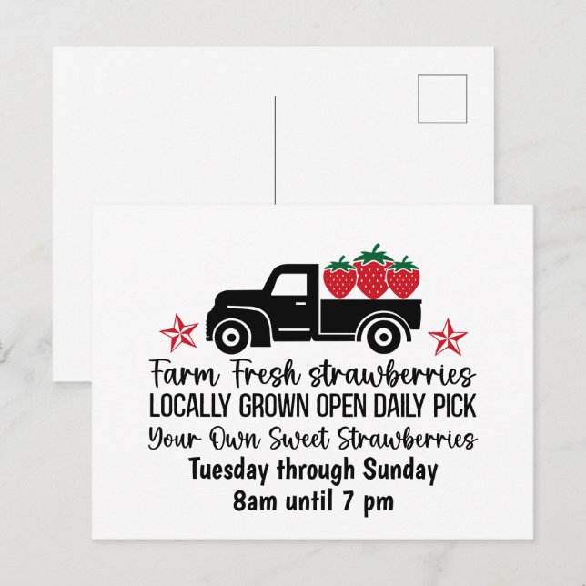 Farm fresh Strawberries fruit customisable  Postcard (Front/Back)