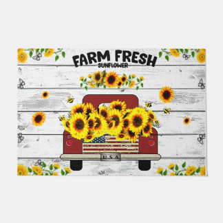 Farm Fresh Sunflower Rug, Farm animals truck mat