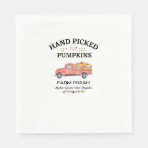 FARM FRESH, THANKSGIVING, OLD RED TRUCK PUMPKIN PA NAPKIN