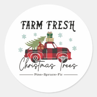 Farm Fresh Trees Christmas Classic Round Sticker