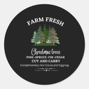 Farm Fresh Trees E Spruce Fir Ceder Classic Round Sticker