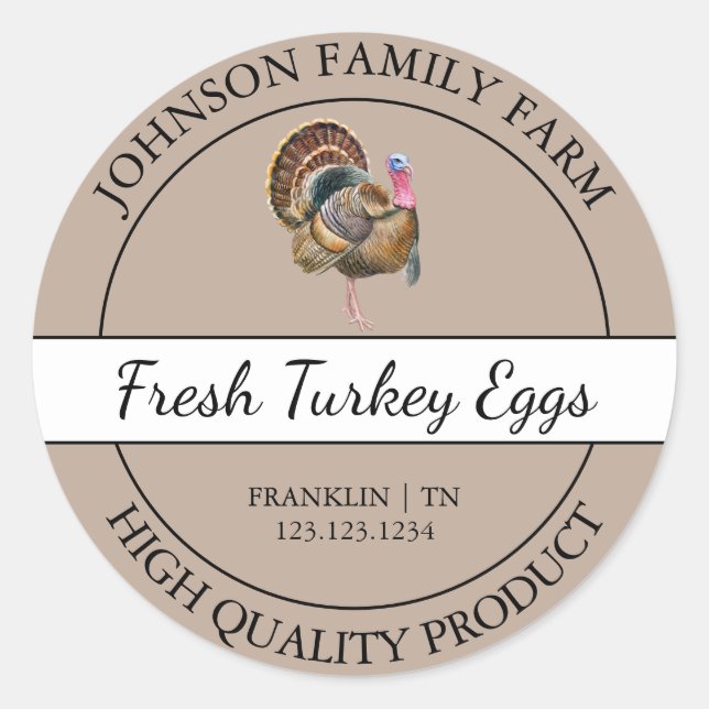 Farm Fresh Turkey Egg Brown Label (Front)