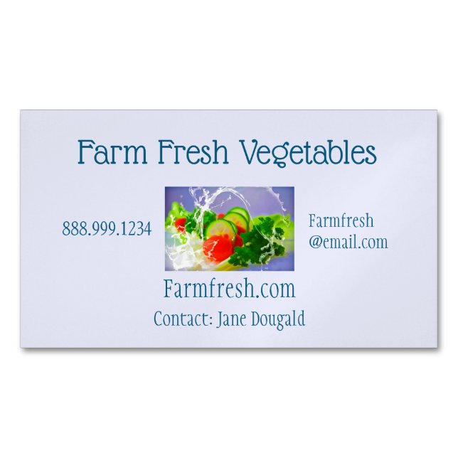 Farm Fresh Vegetables Organic Gardening  Magnetic Business Card (Front)