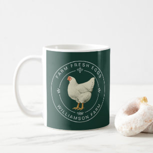 Farm Fresh Vintage Hen Eggs Carton Dark Green Coffee Mug