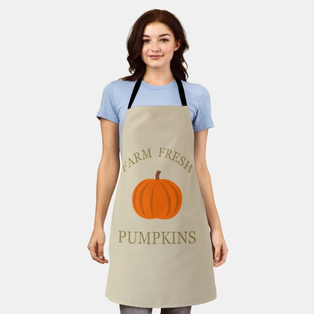 Farm fresh watercolor pumpkin fall autumn apron (Worn)