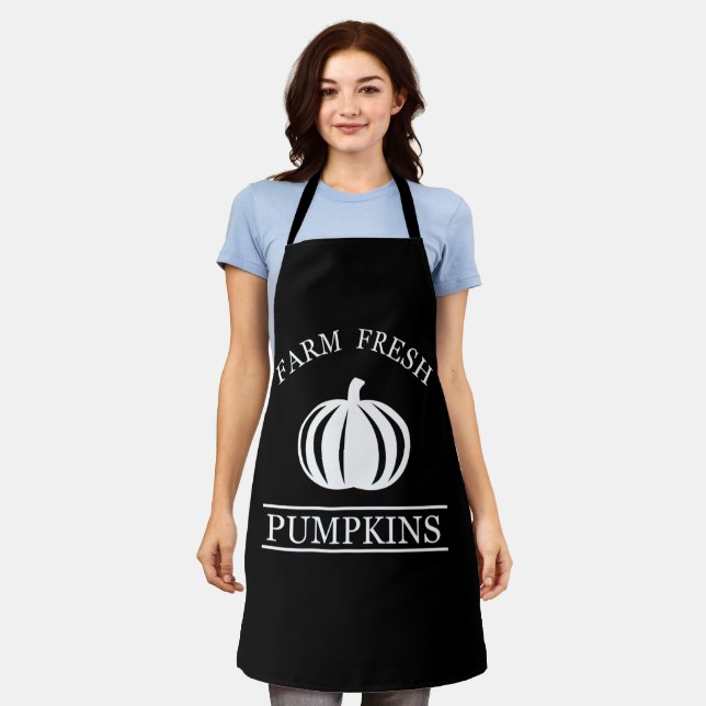 Farm fresh watercolor pumpkin fall autumn apron (Worn)