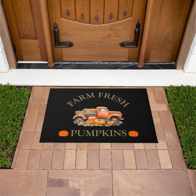 Farm fresh watercolor pumpkins fall autumn doormat (Outdoor)