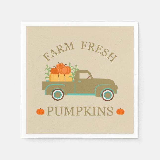 farm fresh watercolor pumpkins fall autumn napkin (Front)