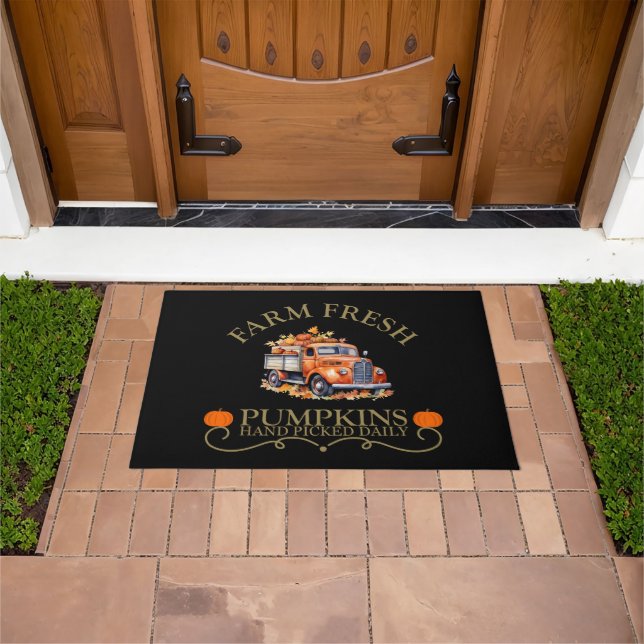 Farm fresh watercolor pumpkins leaves fall autumn doormat (Outdoor)