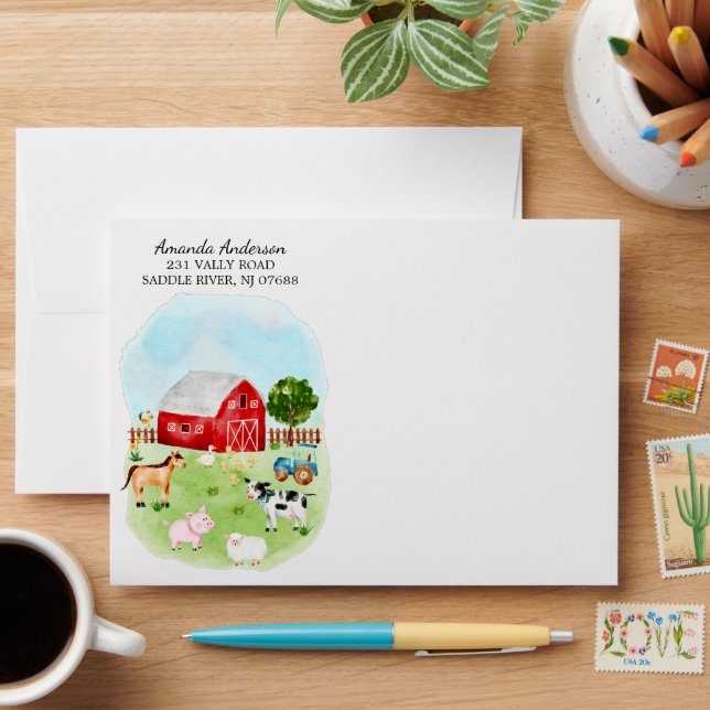 Farm Friends Baby Shower Envelope (Desk)