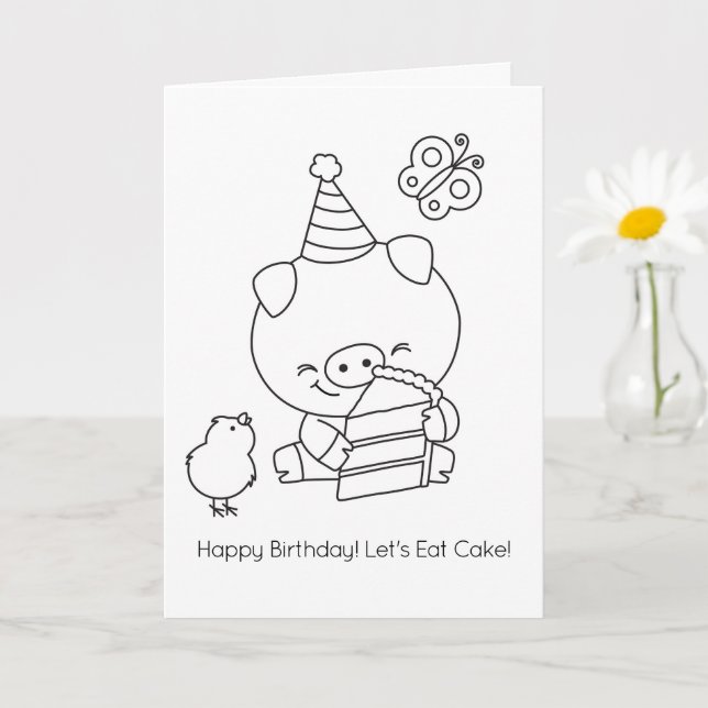 Farm Friends Colour-It-Yourself Pig Greeting Card (Small Plant)