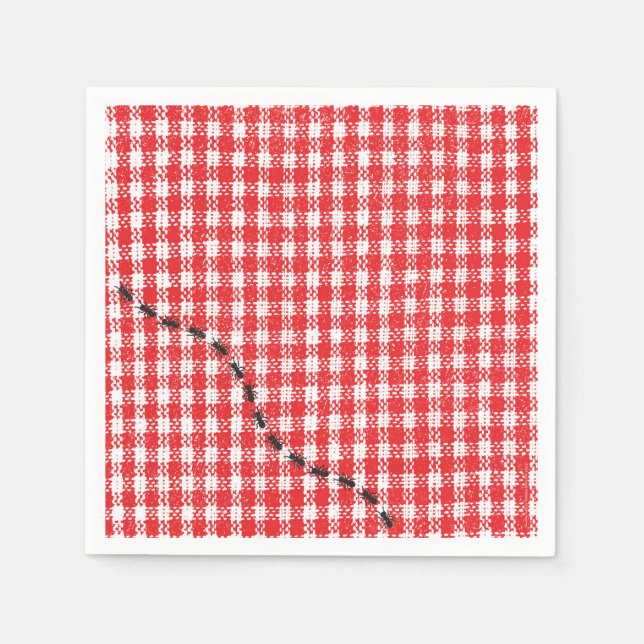 Farm Friends Gingham Birthday Party Paper Napkin (Front)