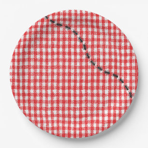 Farm Friends Gingham Birthday Party Paper Plate