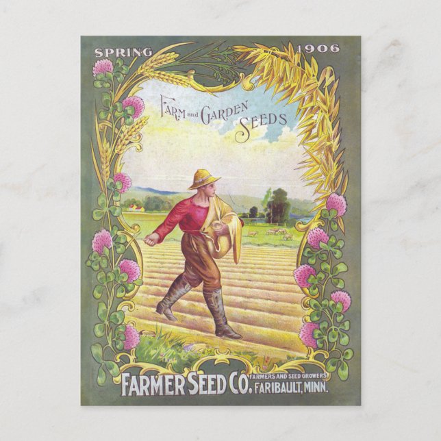 Farm Garden Seed Vintage Illustration Postcard (Front)