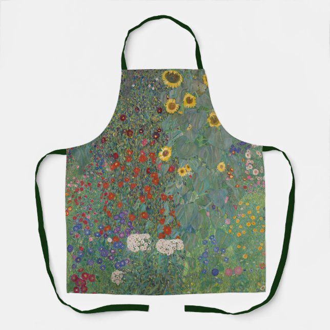 Farm Garden Sunflowers by Gustav Klimt Painting Apron (Front)