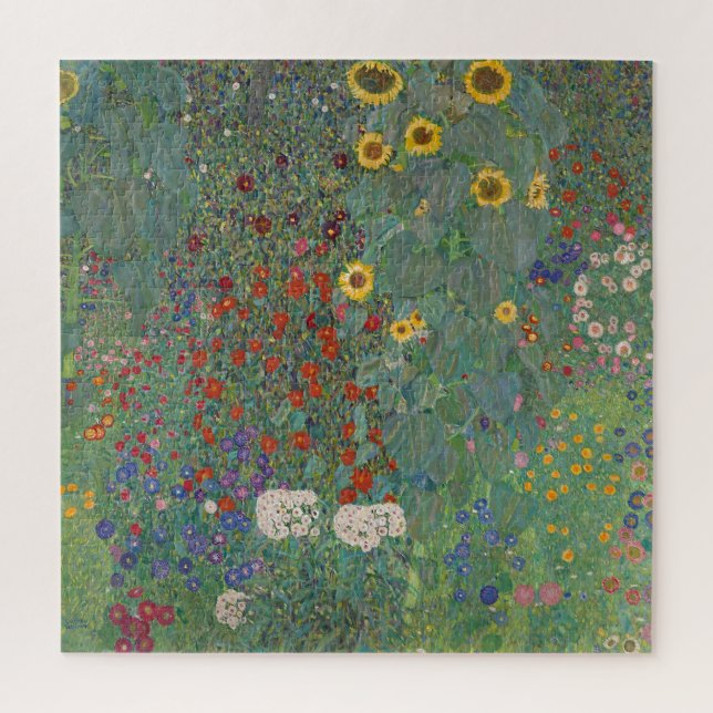 Farm Garden Sunflowers by Gustav Klimt Painting Jigsaw Puzzle (Vertical)