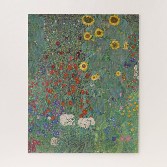 Farm Garden Sunflowers by Gustav Klimt Painting Jigsaw Puzzle (Vertical)