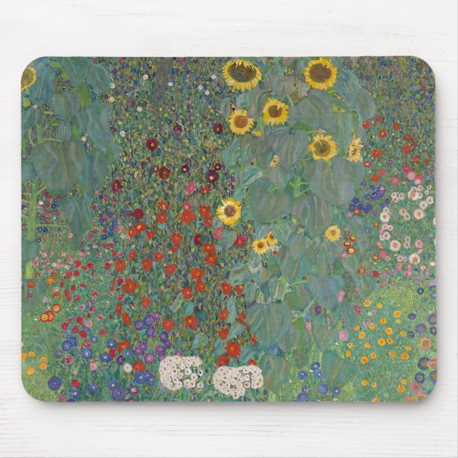 Farm Garden Sunflowers by Gustav Klimt Painting Mouse Mat (Front)