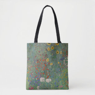 Farm Garden Sunflowers by Gustav Klimt Painting Tote Bag