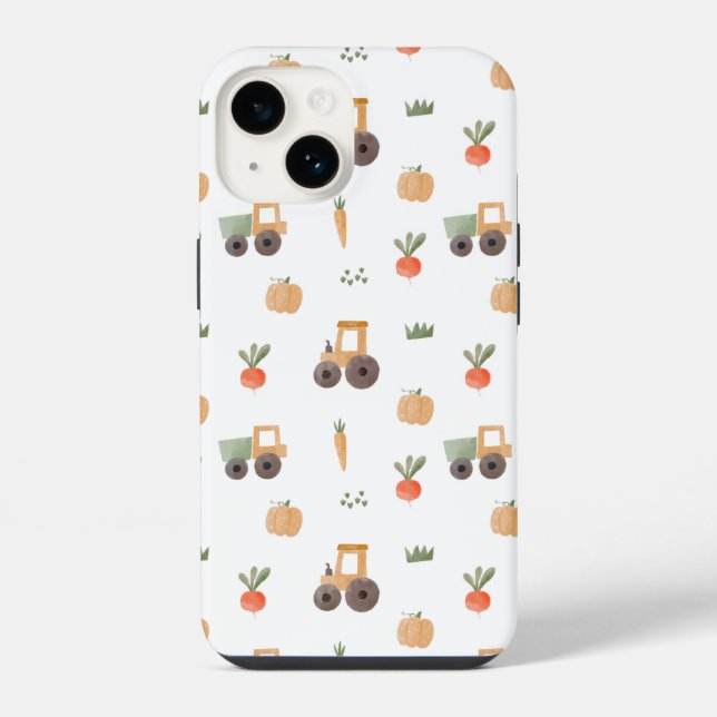 Farm Garden Watercolor Fun Pattern iPhone Case (Back)