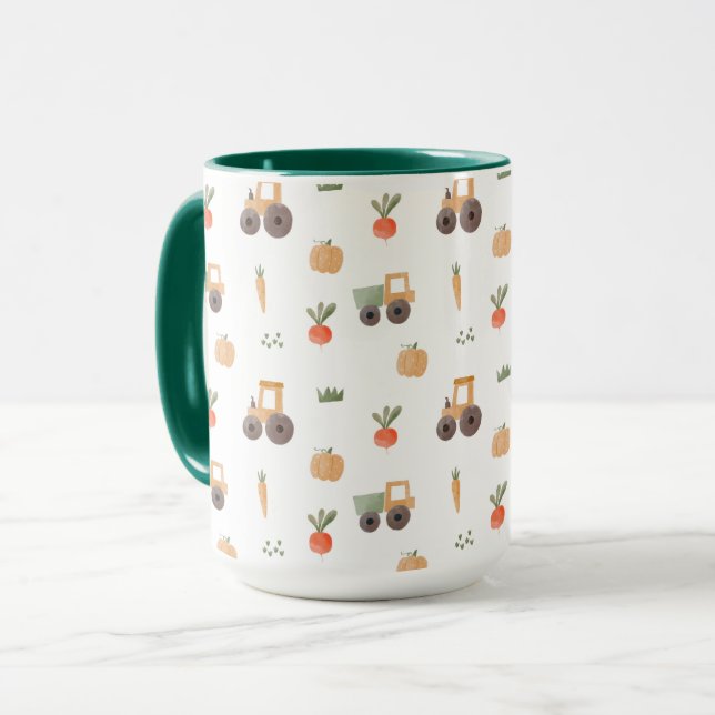 Farm Garden Watercolor Fun Pattern Mug (Front Left)