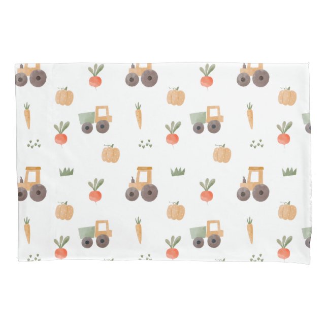 Farm Garden Watercolor Fun Pattern Pillowcase (Front)