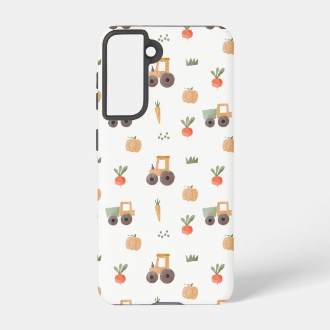 Farm Garden Watercolor Fun Pattern Samsung Galaxy S21 Case (Back)