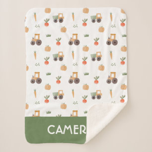 Farm Garden Watercolor Fun Pattern Sherpa Blanket