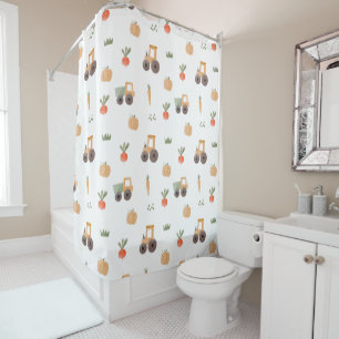 Farm Garden Watercolor Fun Pattern Shower Curtain