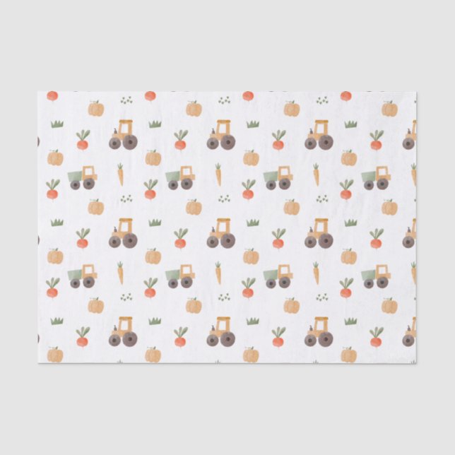 Farm Garden Watercolor Fun Pattern Tissue Paper (Front)