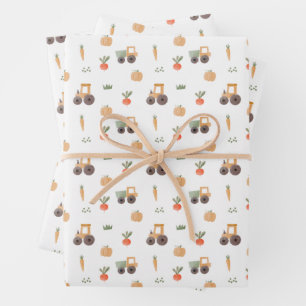 Farm Garden Watercolor Fun Pattern Wrapping Paper Sheet