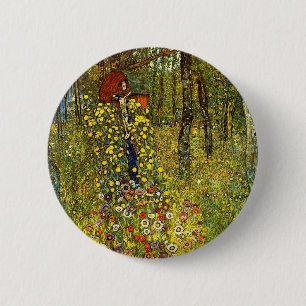 Farm Garden with Crucifix by Gustav Klimt 6 Cm Round Badge